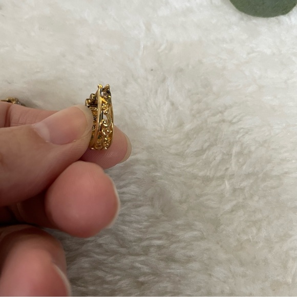 Diamond Accent 18 kt Yellow Gold Over Sterling Silver Pierced Earrings - Picture 9 of 11